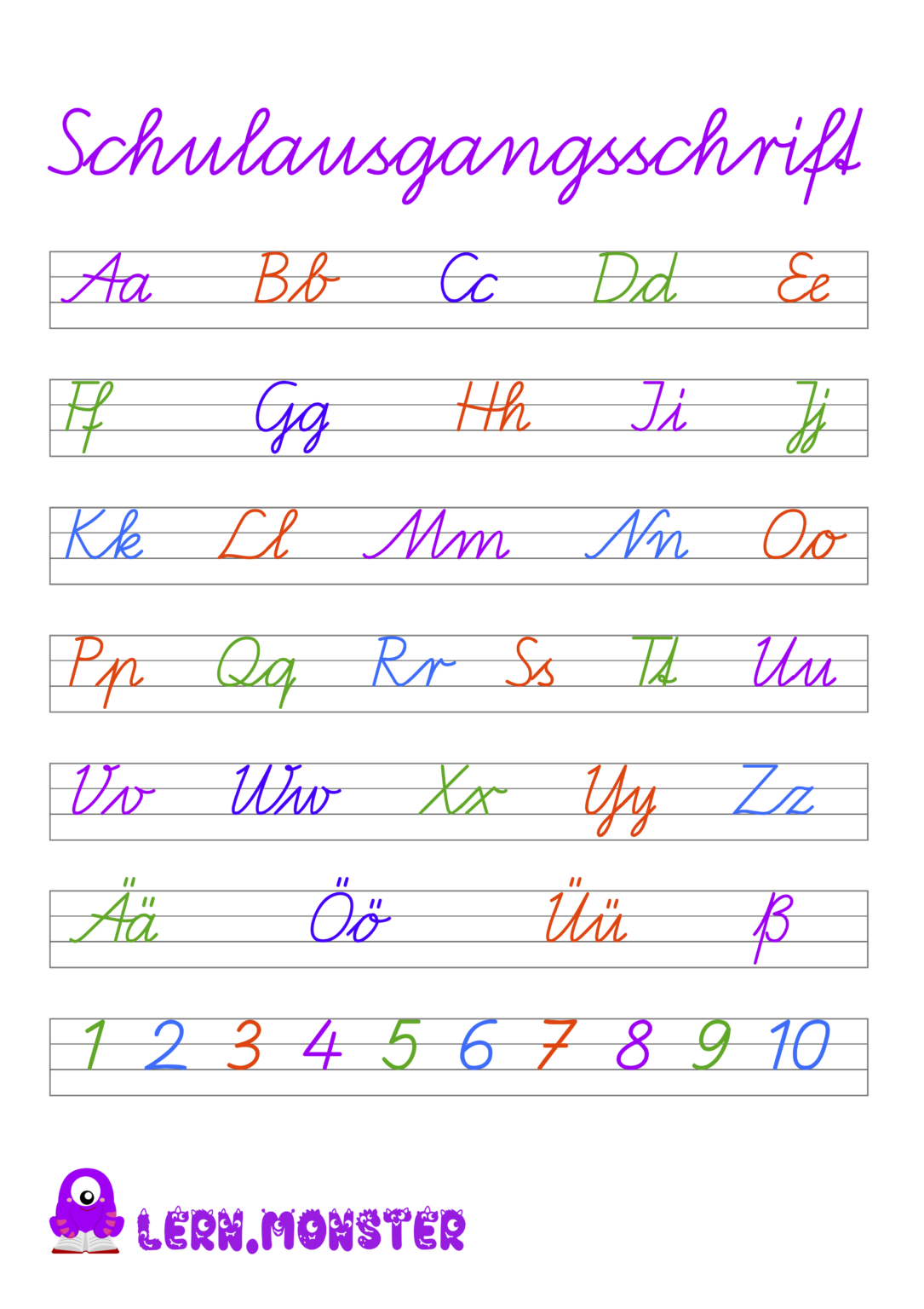 Grundschule Schreibschrift Übungsblätter Zum Ausdrucken
 Schreibschrift Übungsblätter zum Ausdrucken Lern Monster